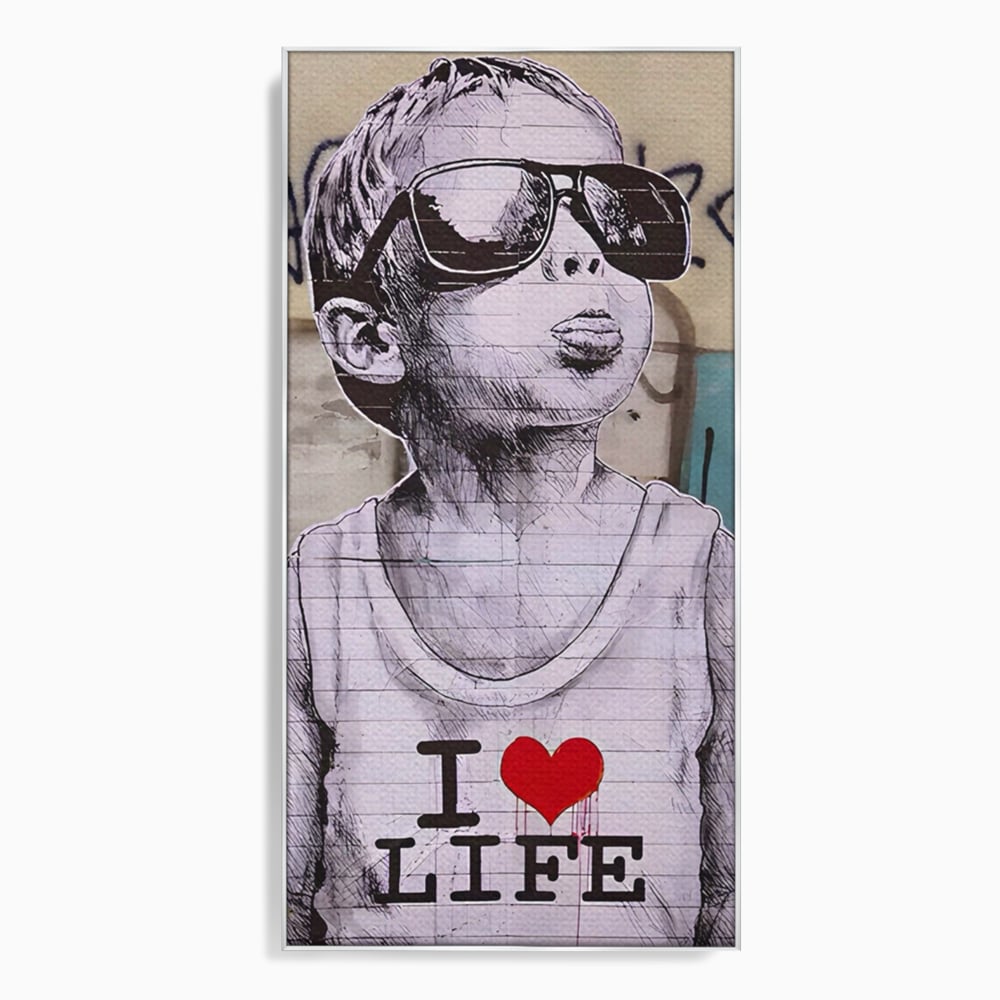 Tablou Canvas Premium LuxCanva® A1503, I Love Life , Dormitor, Copil, Inocenta, Ochelari, Inima, Room, Culori Vibrante
