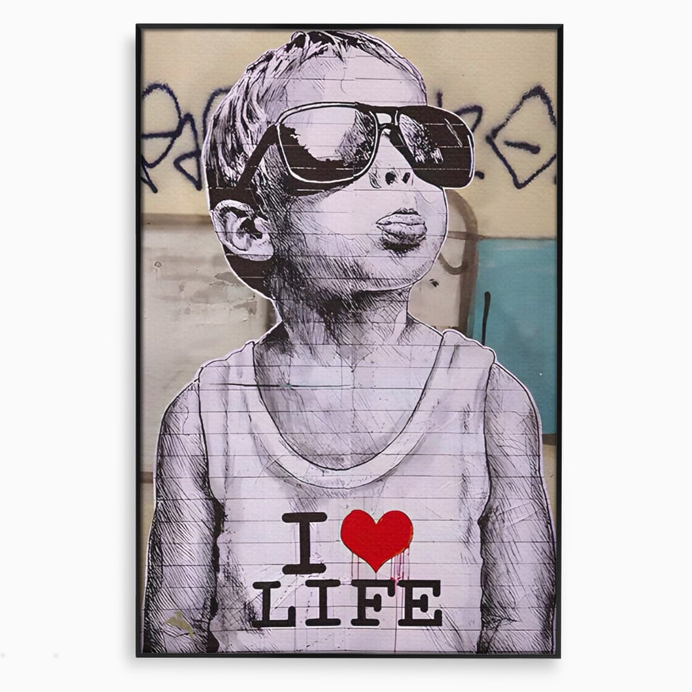 Tablou Canvas Premium LuxCanva® A1503, I Love Life , Dormitor, Copil, Inocenta, Ochelari, Inima, Room, Culori Vibrante