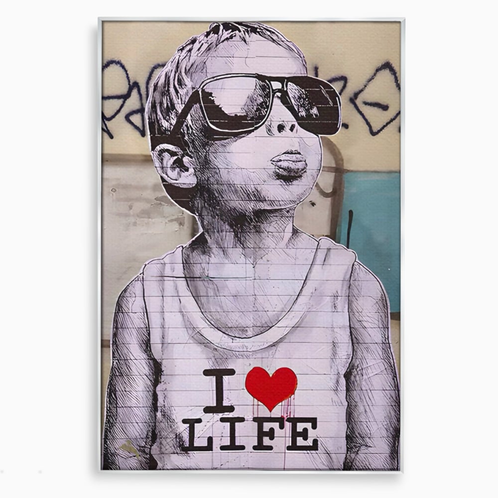Tablou Canvas Premium LuxCanva® A1503, I Love Life , Dormitor, Copil, Inocenta, Ochelari, Inima, Room, Culori Vibrante