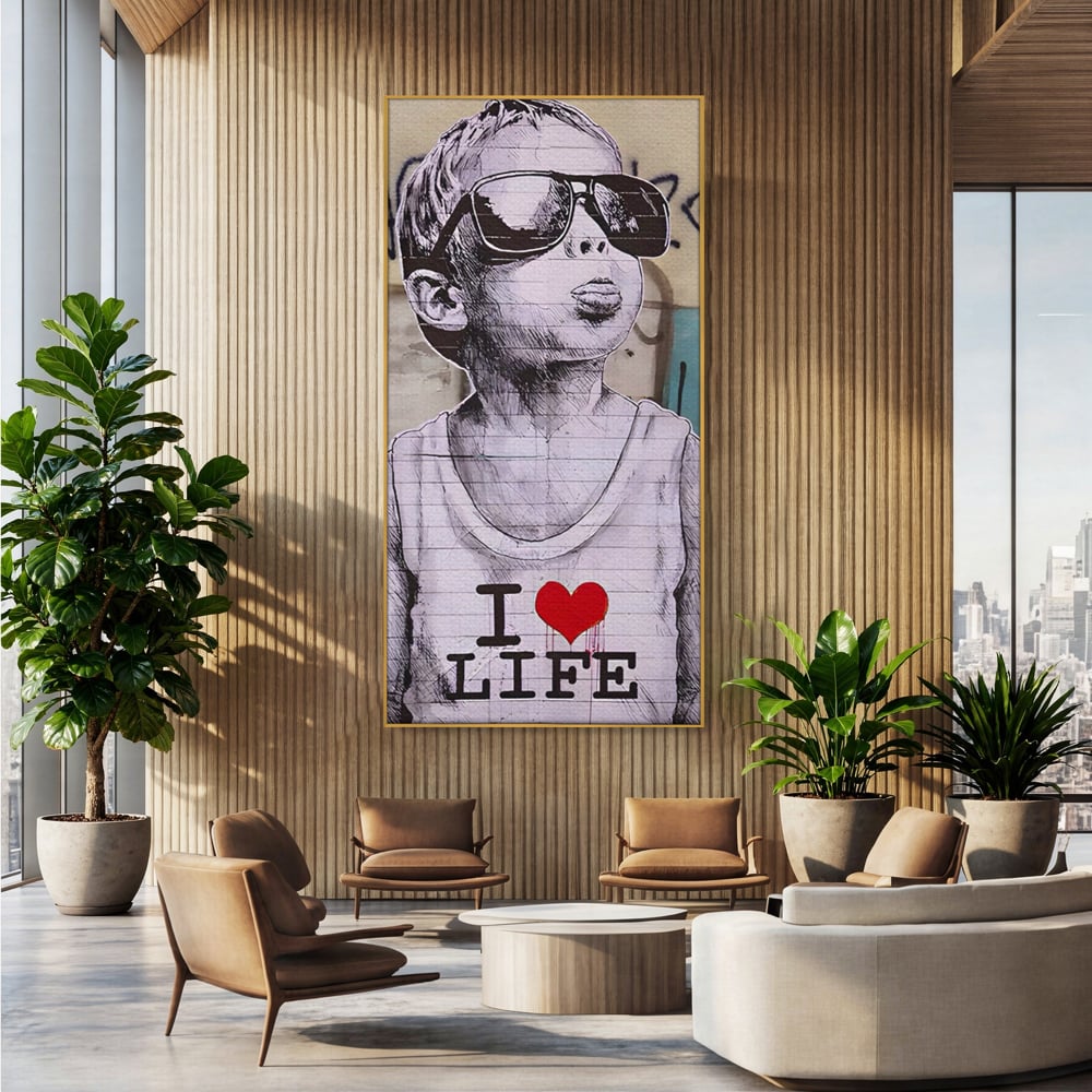 Tablou Canvas Premium LuxCanva® A1503, I Love Life , Dormitor, Copil, Inocenta, Ochelari, Inima, Room, Culori Vibrante