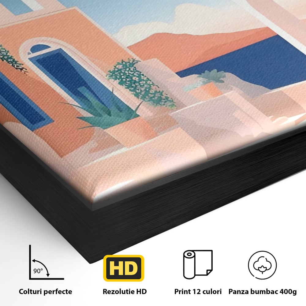Tablou Canvas Premium LuxCanva® A1504, Cladiri Antice , Dormitor, Oras, Vacanta, Arhitectura, Mare, Room, Culori Vibrante