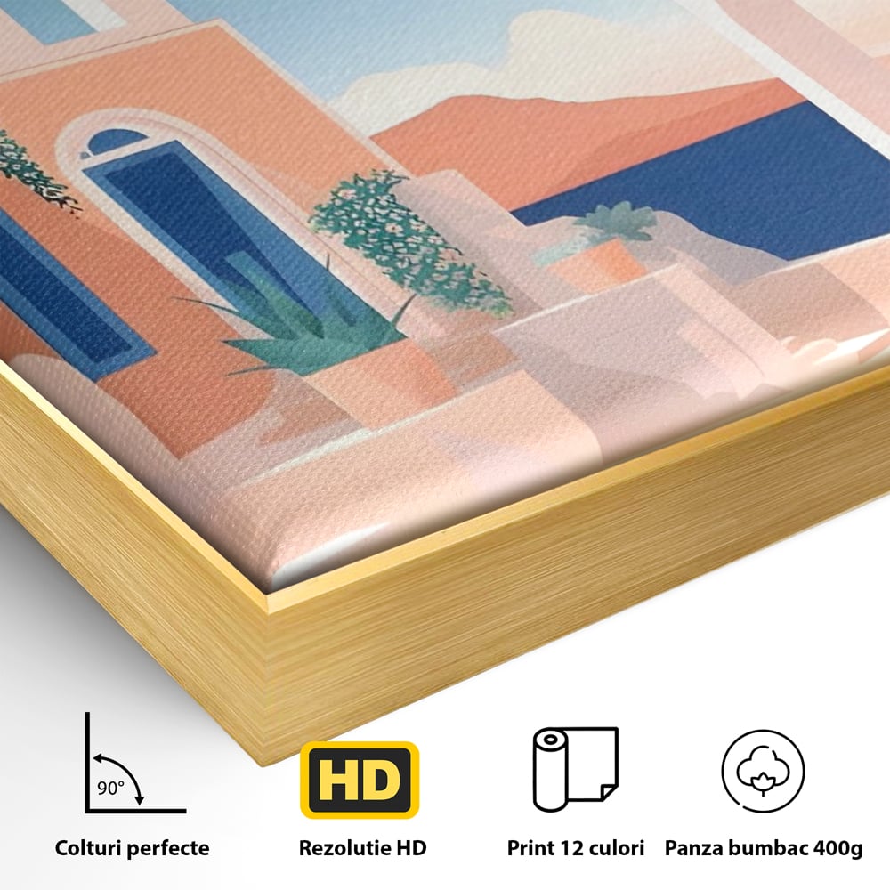 Tablou Canvas Premium LuxCanva® A1504, Cladiri Antice , Dormitor, Oras, Vacanta, Arhitectura, Mare, Room, Culori Vibrante