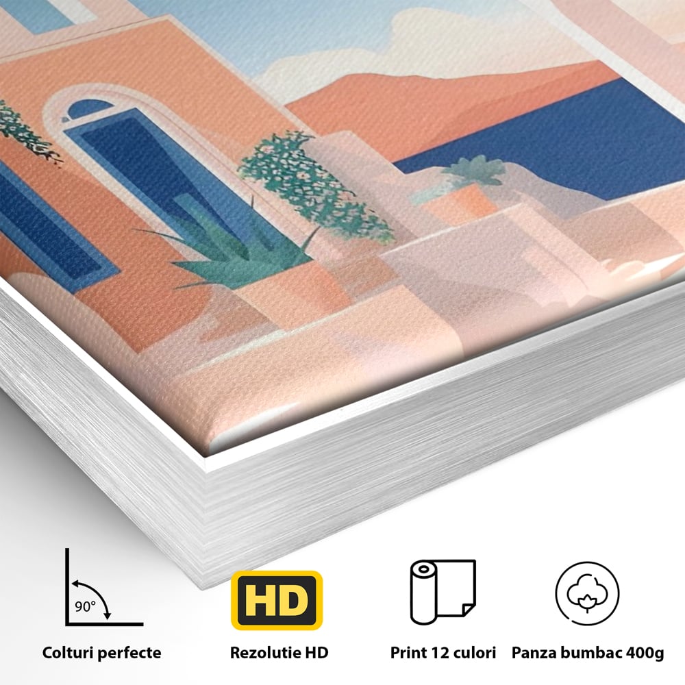 Tablou Canvas Premium LuxCanva® A1504, Cladiri Antice , Dormitor, Oras, Vacanta, Arhitectura, Mare, Room, Culori Vibrante