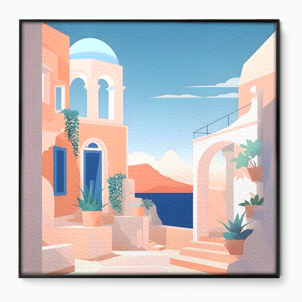 Tablou Canvas Premium LuxCanva® A1504, Cladiri Antice , Dormitor, Oras, Vacanta, Arhitectura, Mare, Room, Culori Vibrante