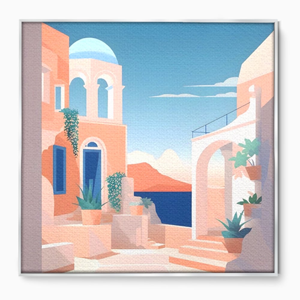 Tablou Canvas Premium LuxCanva® A1504, Cladiri Antice , Dormitor, Oras, Vacanta, Arhitectura, Mare, Room, Culori Vibrante