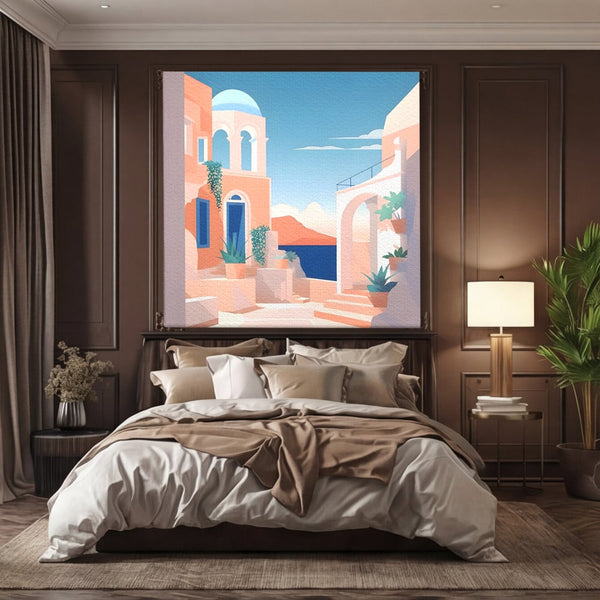 Tablou Canvas Premium LuxCanva® A1504, Cladiri Antice , Dormitor, Oras, Vacanta, Arhitectura, Mare, Room, Culori Vibrante
