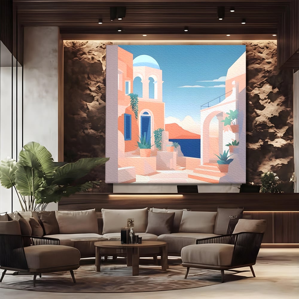 Tablou Canvas Premium LuxCanva® A1504, Cladiri Antice , Dormitor, Oras, Vacanta, Arhitectura, Mare, Room, Culori Vibrante