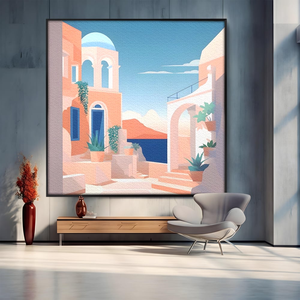 Tablou Canvas Premium LuxCanva® A1504, Cladiri Antice , Dormitor, Oras, Vacanta, Arhitectura, Mare, Room, Culori Vibrante