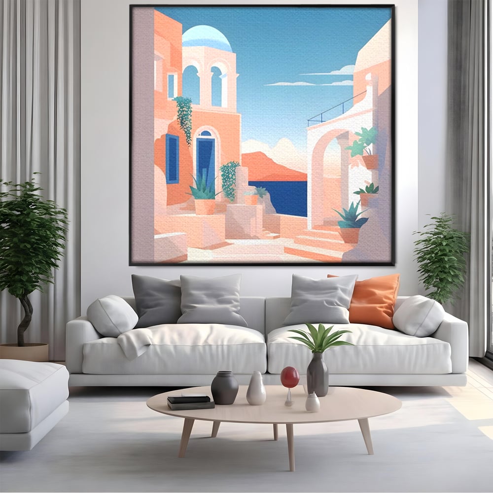 Tablou Canvas Premium LuxCanva® A1504, Cladiri Antice , Dormitor, Oras, Vacanta, Arhitectura, Mare, Room, Culori Vibrante