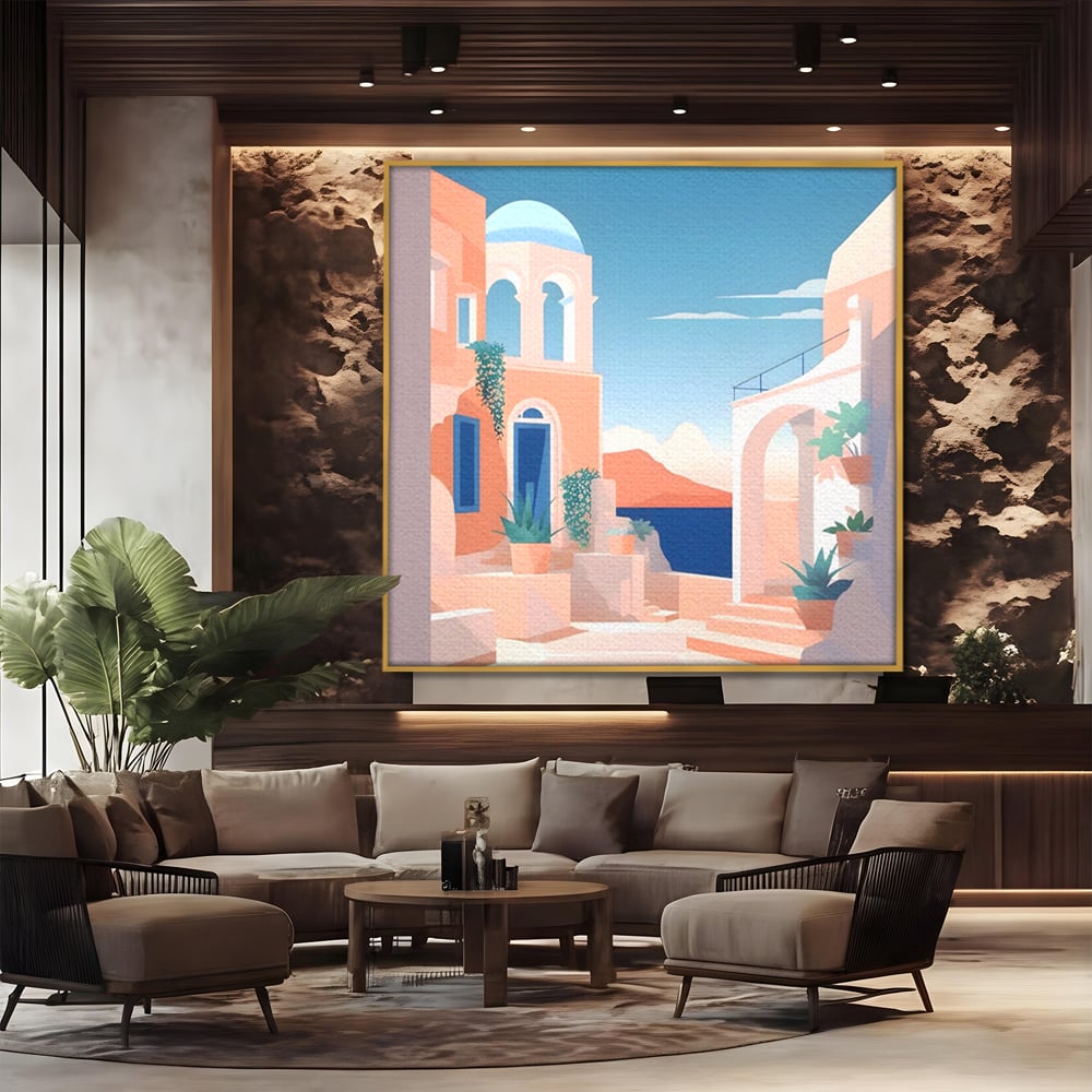 Tablou Canvas Premium LuxCanva® A1504, Cladiri Antice , Dormitor, Oras, Vacanta, Arhitectura, Mare, Room, Culori Vibrante