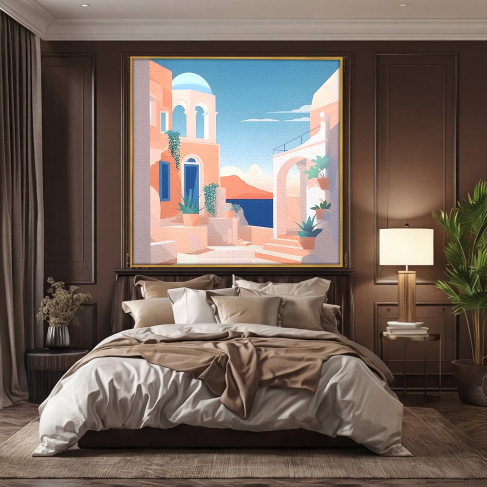 Tablou Canvas Premium LuxCanva® A1504, Cladiri Antice , Dormitor, Oras, Vacanta, Arhitectura, Mare, Room, Culori Vibrante
