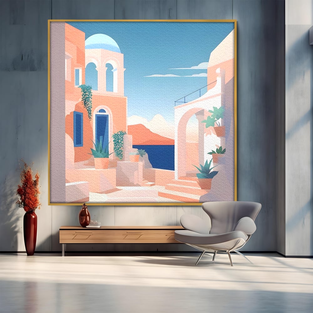 Tablou Canvas Premium LuxCanva® A1504, Cladiri Antice , Dormitor, Oras, Vacanta, Arhitectura, Mare, Room, Culori Vibrante