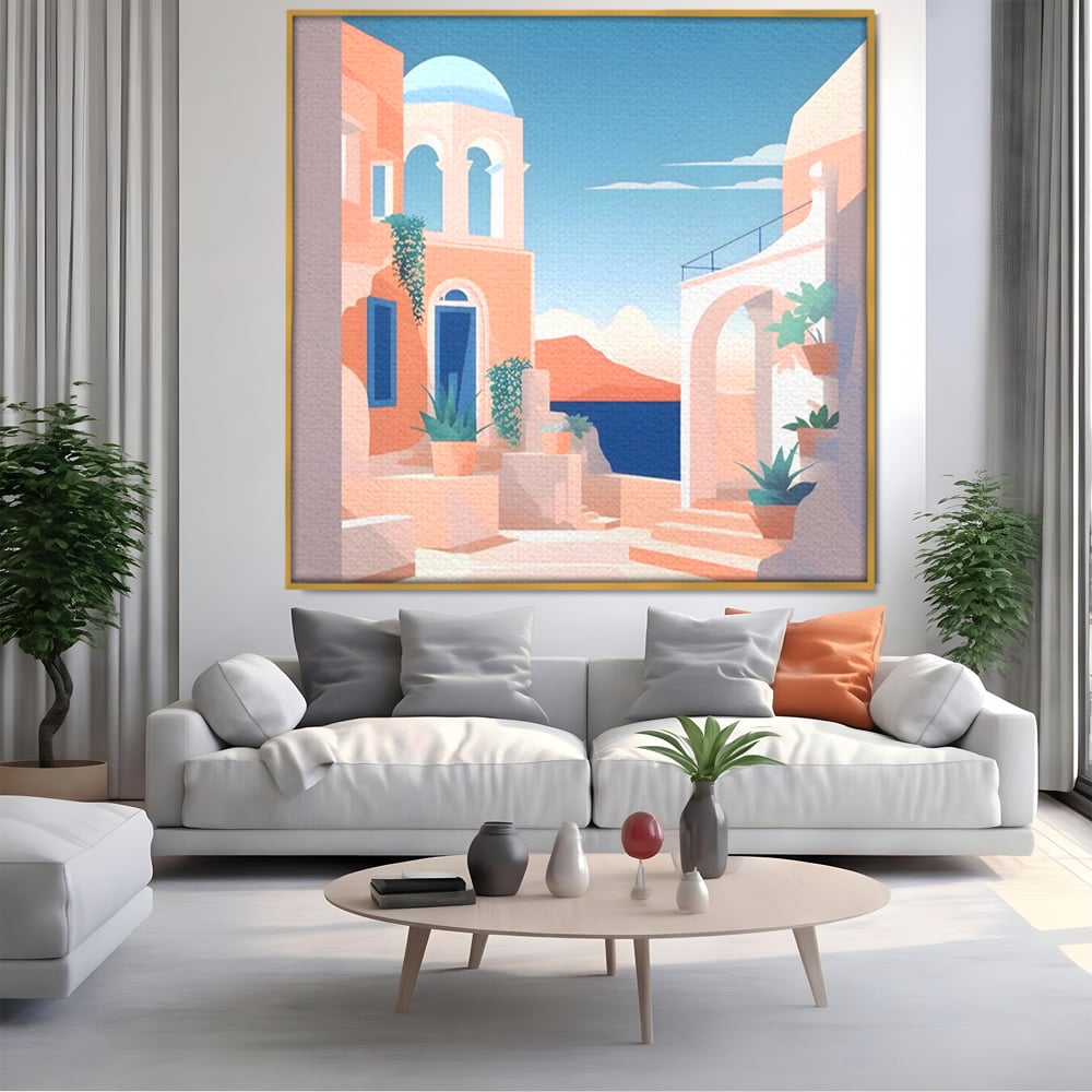 Tablou Canvas Premium LuxCanva® A1504, Cladiri Antice , Dormitor, Oras, Vacanta, Arhitectura, Mare, Room, Culori Vibrante