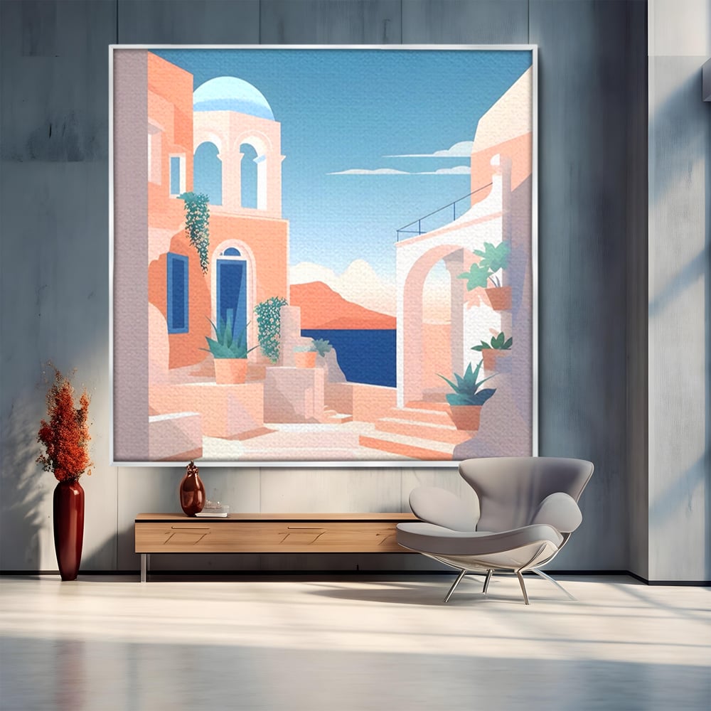 Tablou Canvas Premium LuxCanva® A1504, Cladiri Antice , Dormitor, Oras, Vacanta, Arhitectura, Mare, Room, Culori Vibrante