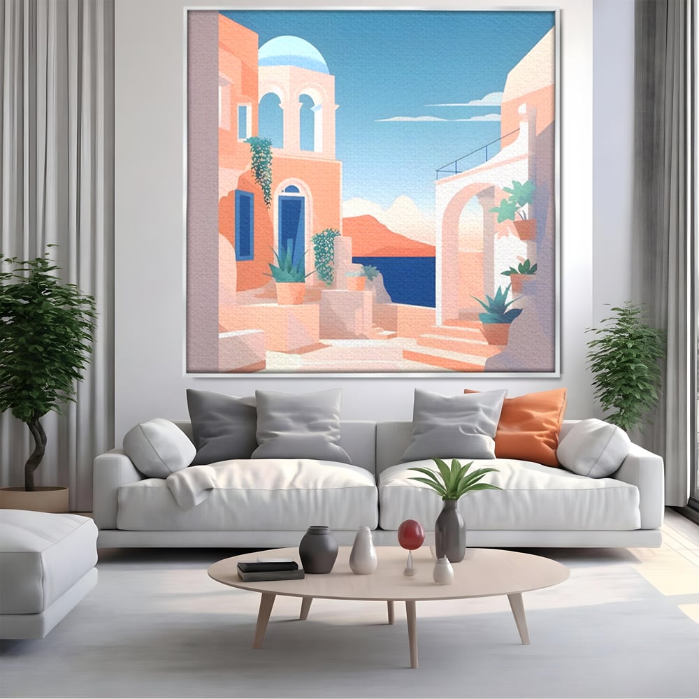 Tablou Canvas Premium LuxCanva® A1504, Cladiri Antice , Dormitor, Oras, Vacanta, Arhitectura, Mare, Room, Culori Vibrante