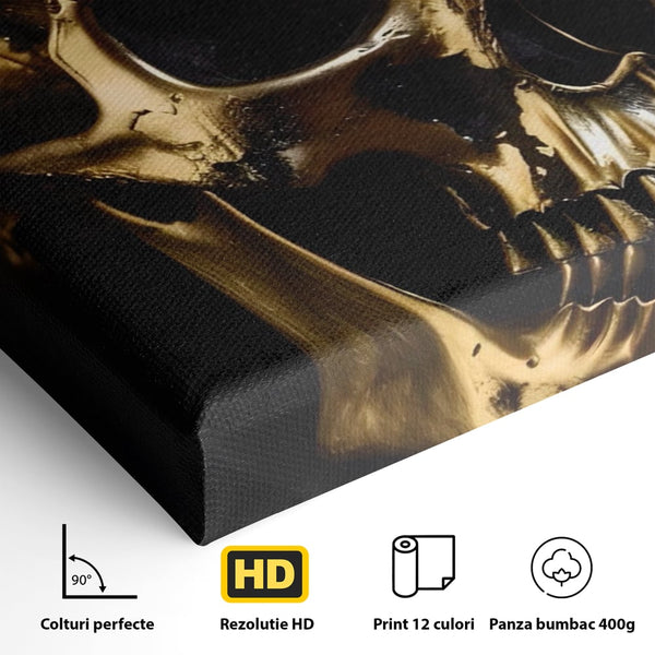 Tablou Canvas Premium LuxCanva® A1505, Craniul Auriu , Auriu, Decorativ, Straniu, Room, Culori Vibrante