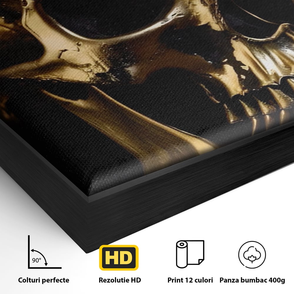 Tablou Canvas Premium LuxCanva® A1505, Craniul Auriu , Auriu, Decorativ, Straniu, Room, Culori Vibrante