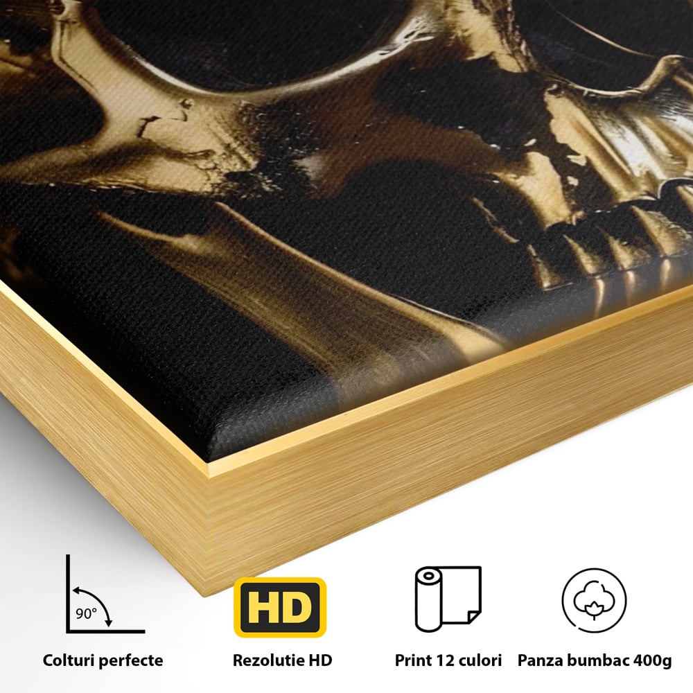 Tablou Canvas Premium LuxCanva® A1505, Craniul Auriu , Auriu, Decorativ, Straniu, Room, Culori Vibrante