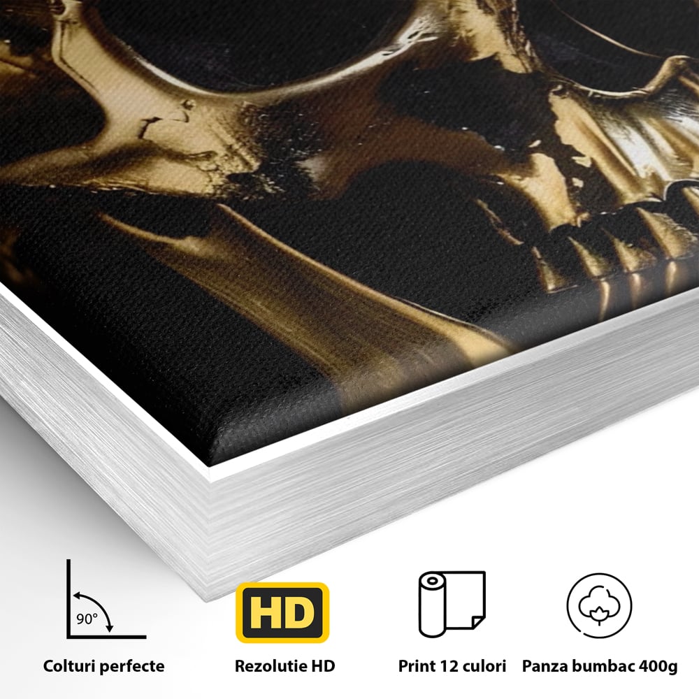 Tablou Canvas Premium LuxCanva® A1505, Craniul Auriu , Auriu, Decorativ, Straniu, Room, Culori Vibrante