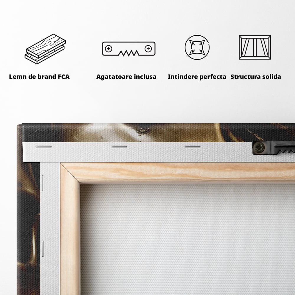 Tablou Canvas Premium LuxCanva® A1505, Craniul Auriu , Auriu, Decorativ, Straniu, Room, Culori Vibrante
