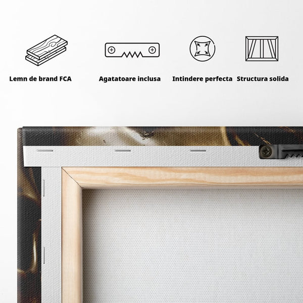 Tablou Canvas Premium LuxCanva® A1505, Craniul Auriu , Auriu, Decorativ, Straniu, Room, Culori Vibrante