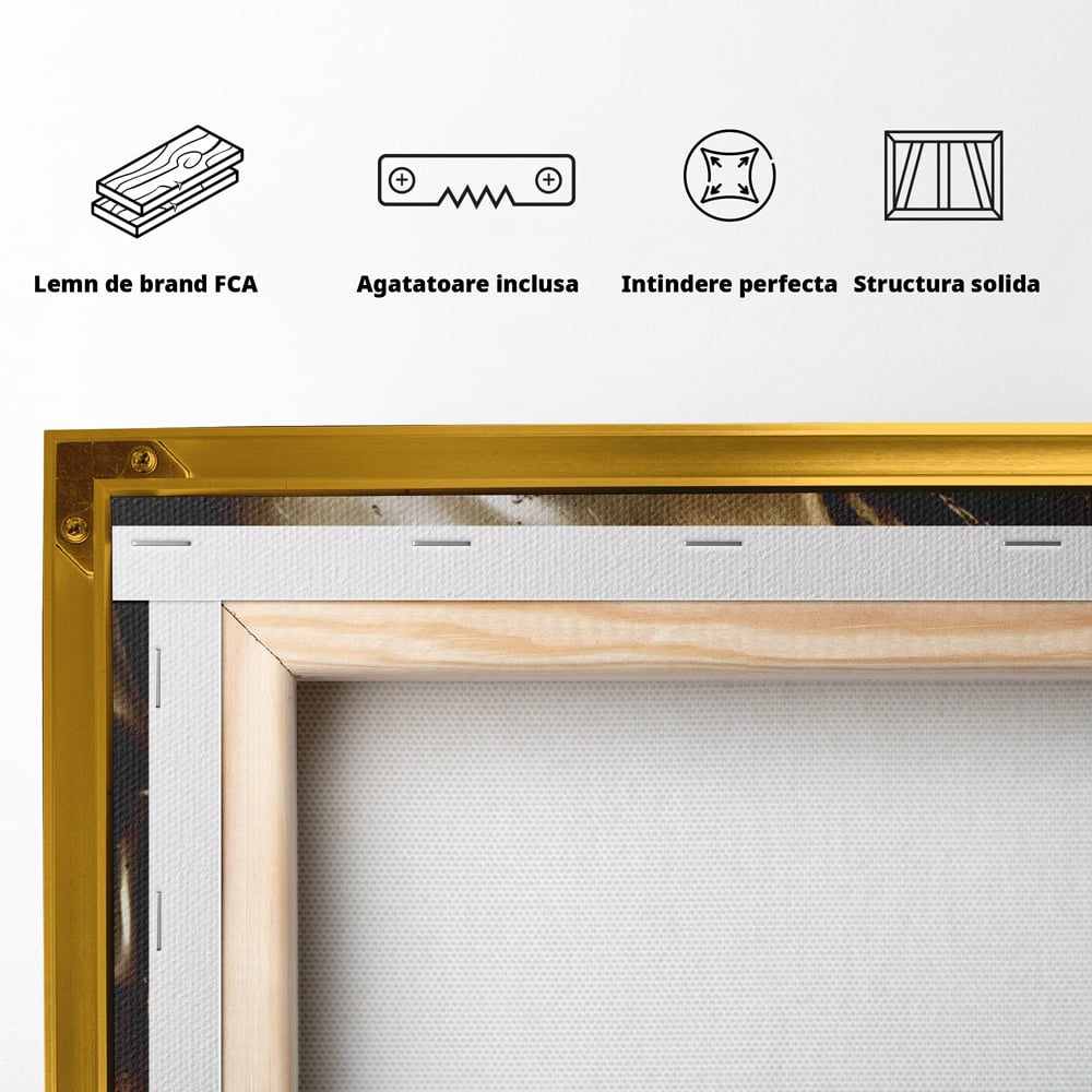 Tablou Canvas Premium LuxCanva® A1505, Craniul Auriu , Auriu, Decorativ, Straniu, Room, Culori Vibrante
