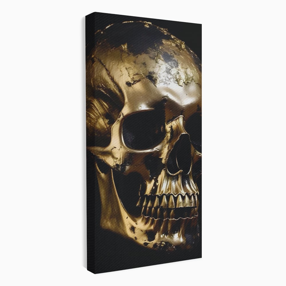 Tablou Canvas Premium LuxCanva® A1505, Craniul Auriu , Auriu, Decorativ, Straniu, Room, Culori Vibrante