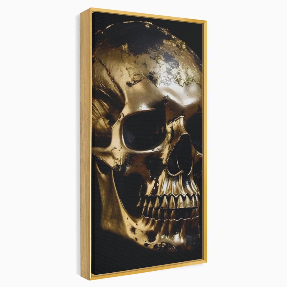 Tablou Canvas Premium LuxCanva® A1505, Craniul Auriu , Auriu, Decorativ, Straniu, Room, Culori Vibrante