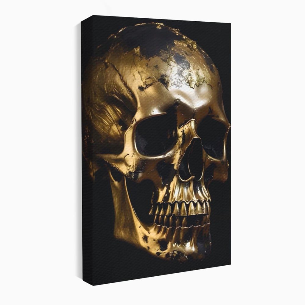 Tablou Canvas Premium LuxCanva® A1505, Craniul Auriu , Auriu, Decorativ, Straniu, Room, Culori Vibrante