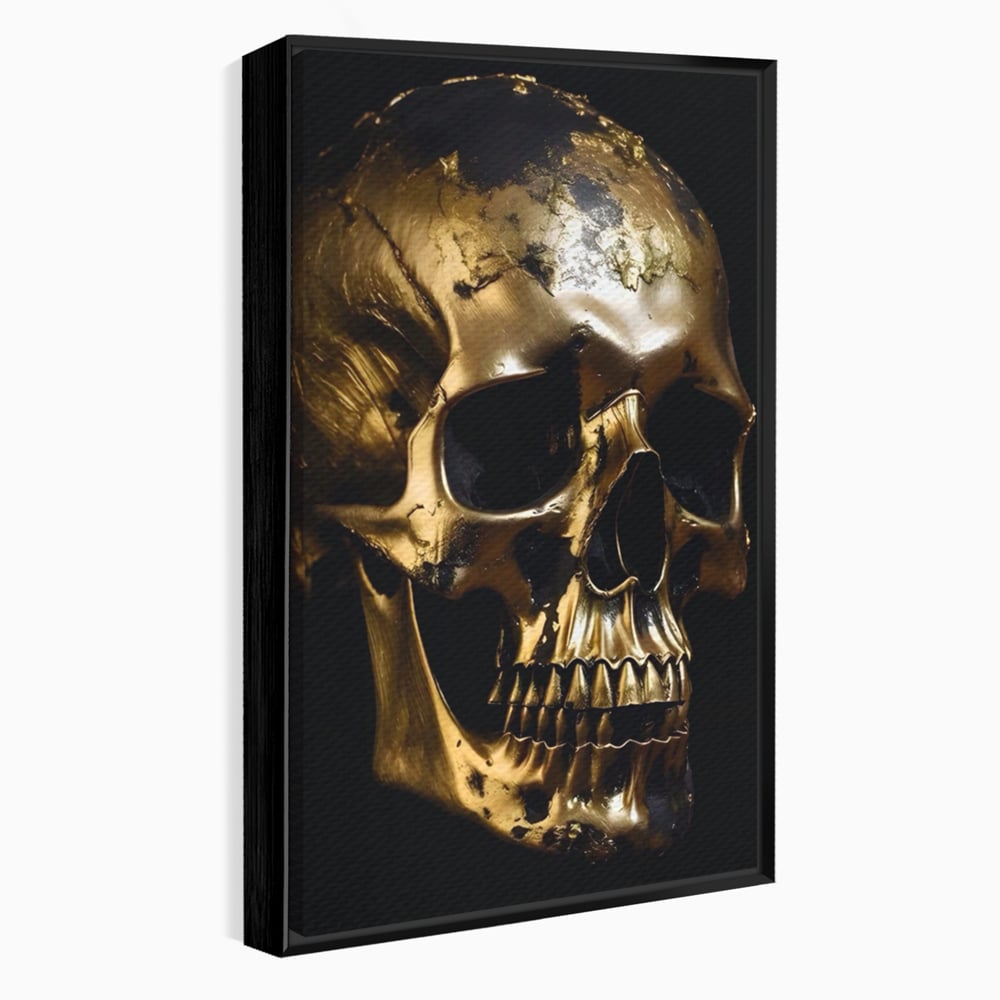 Tablou Canvas Premium LuxCanva® A1505, Craniul Auriu , Auriu, Decorativ, Straniu, Room, Culori Vibrante
