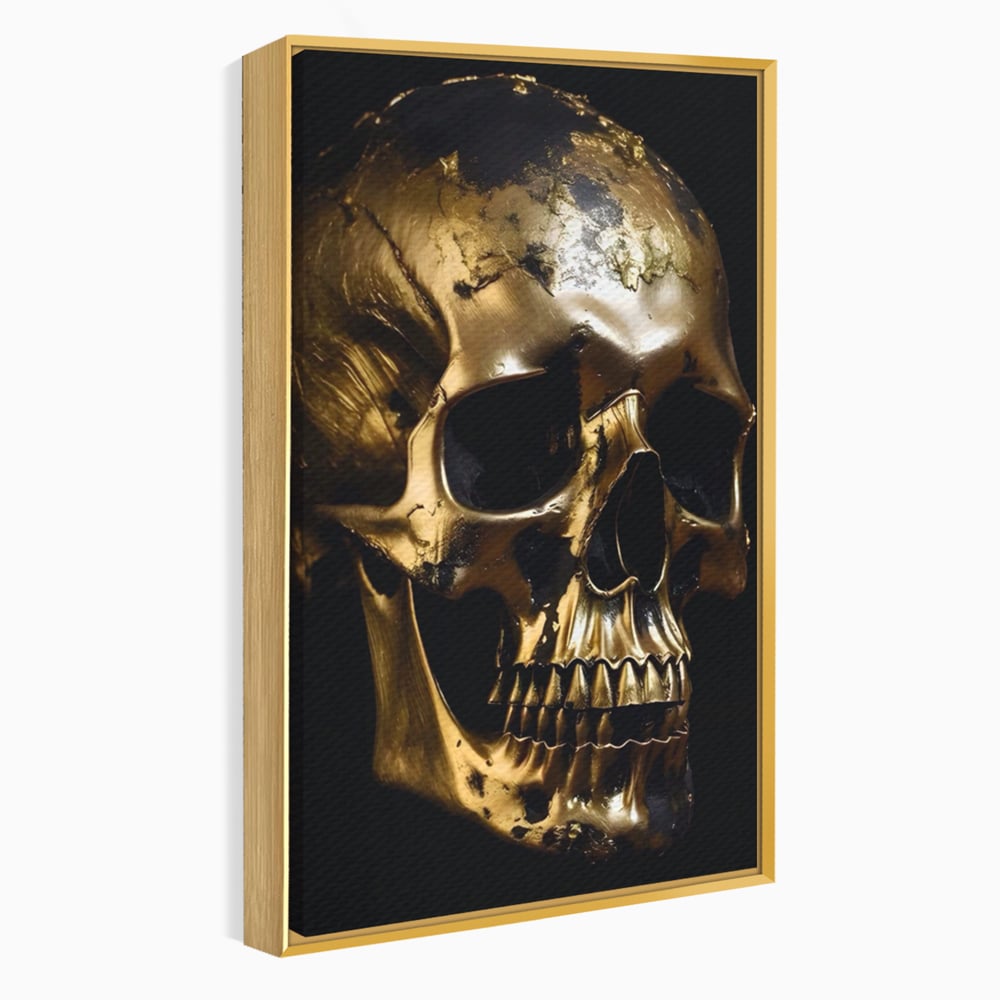 Tablou Canvas Premium LuxCanva® A1505, Craniul Auriu , Auriu, Decorativ, Straniu, Room, Culori Vibrante