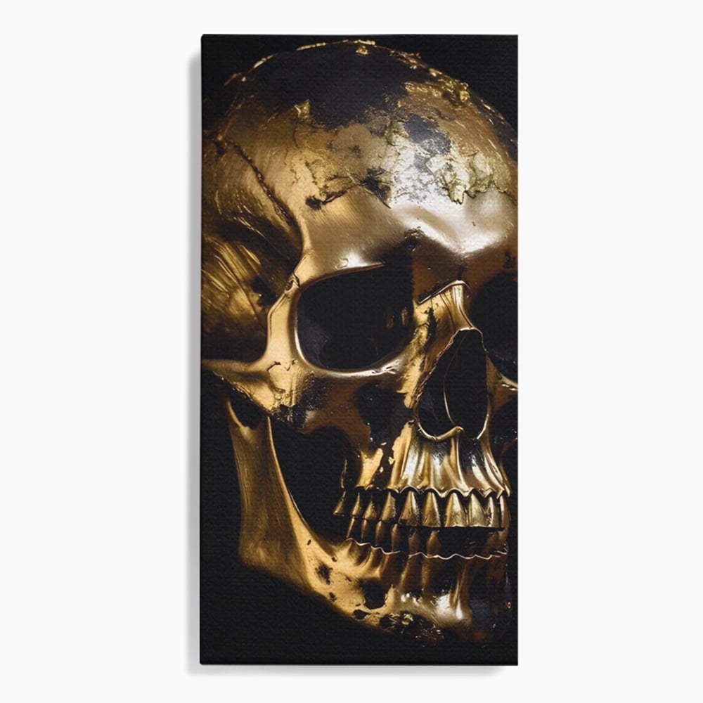 Tablou Canvas Premium LuxCanva® A1505, Craniul Auriu , Auriu, Decorativ, Straniu, Room, Culori Vibrante
