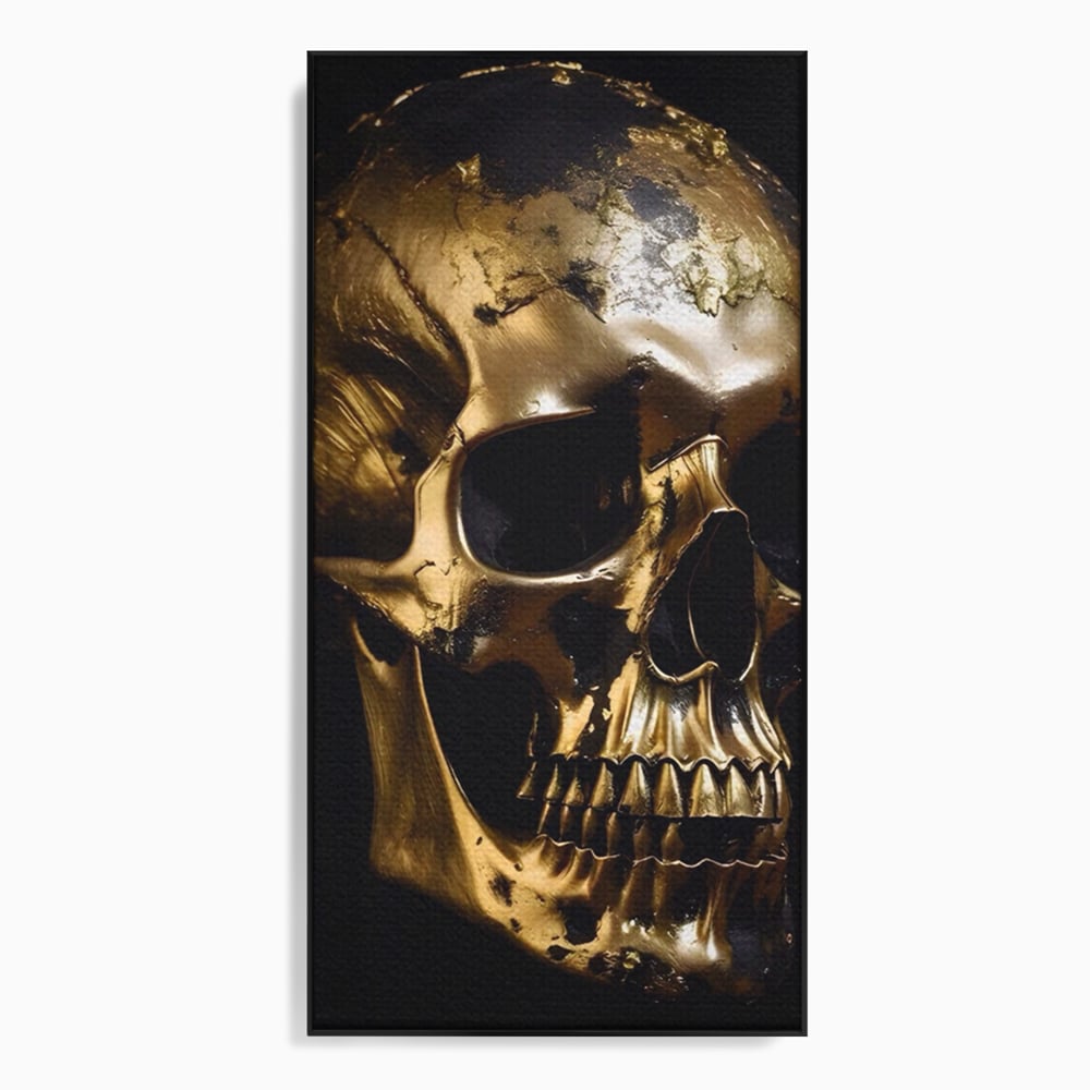Tablou Canvas Premium LuxCanva® A1505, Craniul Auriu , Auriu, Decorativ, Straniu, Room, Culori Vibrante