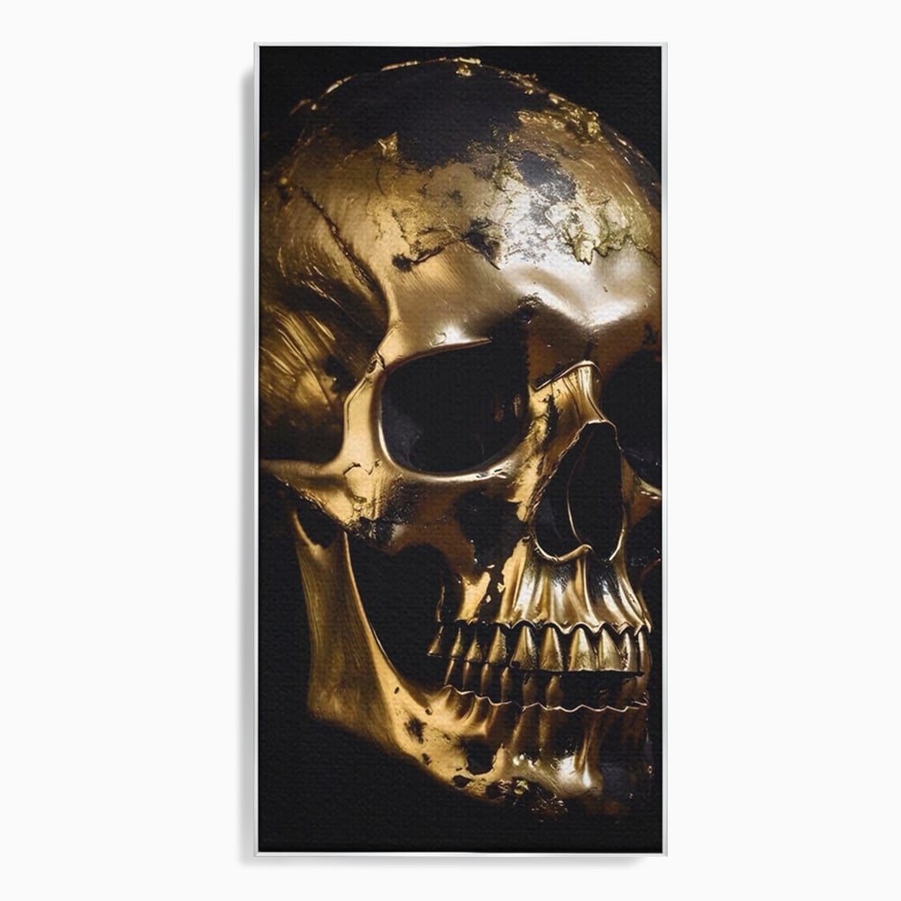Tablou Canvas Premium LuxCanva® A1505, Craniul Auriu , Auriu, Decorativ, Straniu, Room, Culori Vibrante