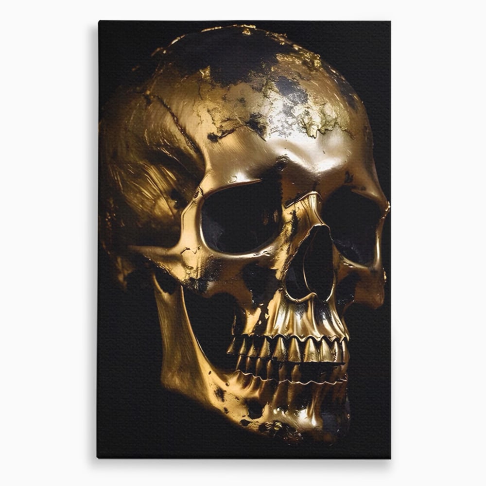 Tablou Canvas Premium LuxCanva® A1505, Craniul Auriu , Auriu, Decorativ, Straniu, Room, Culori Vibrante