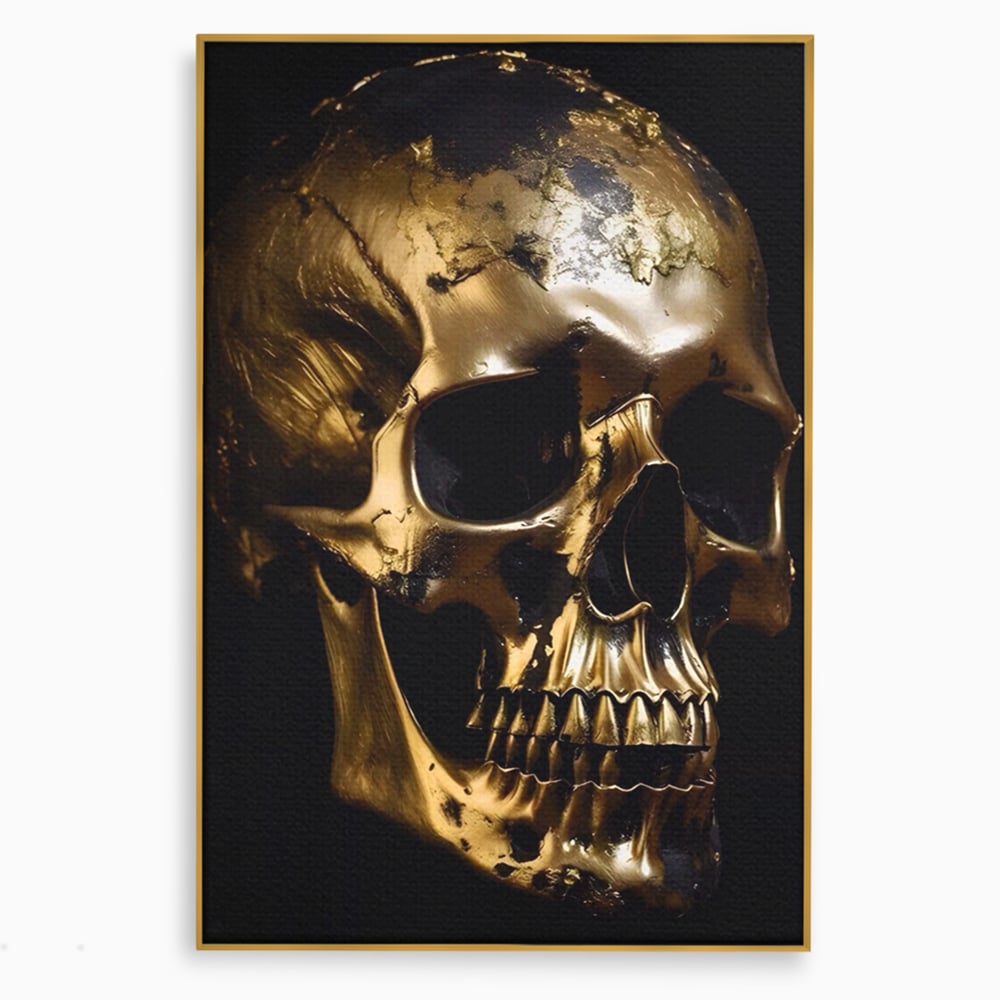 Tablou Canvas Premium LuxCanva® A1505, Craniul Auriu , Auriu, Decorativ, Straniu, Room, Culori Vibrante