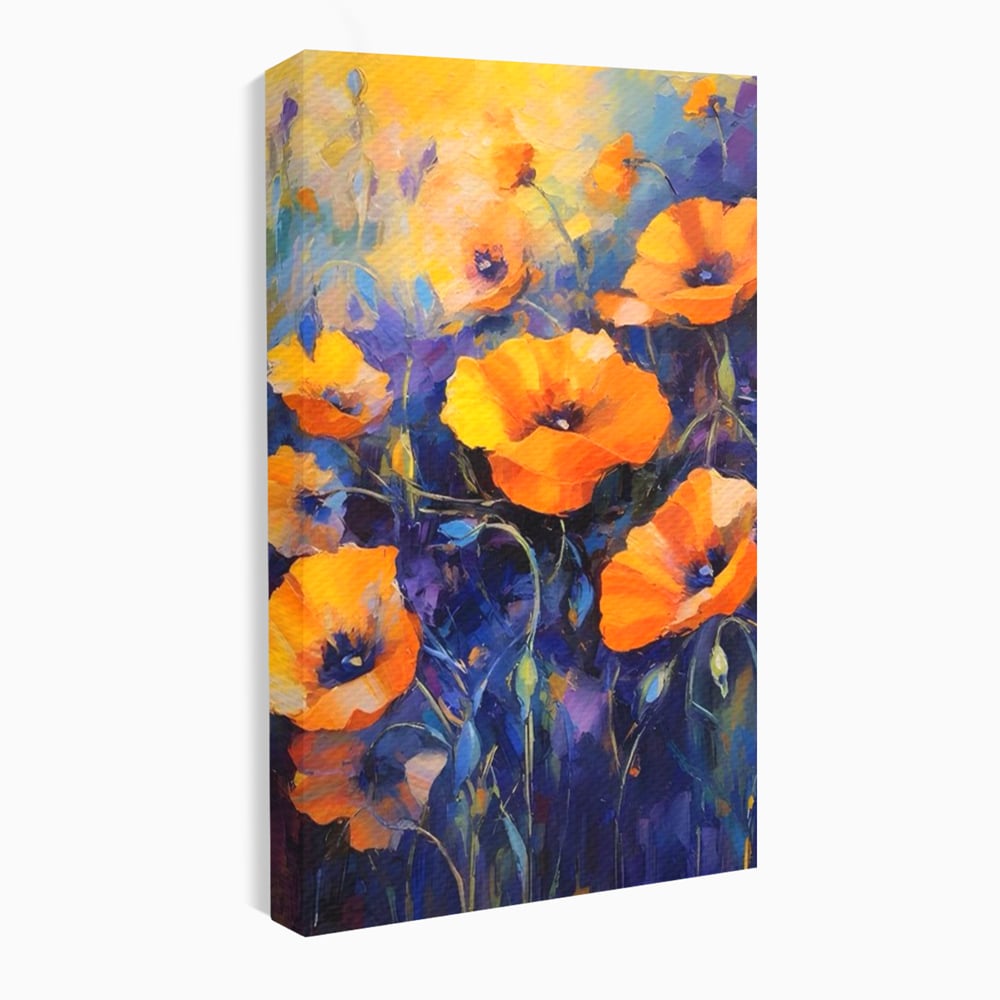 Tablou Canvas Premium LuxCanva® A1506, Inflorire Portocalie , Maci, Flori, Primavara, Room, Culori Vibrante