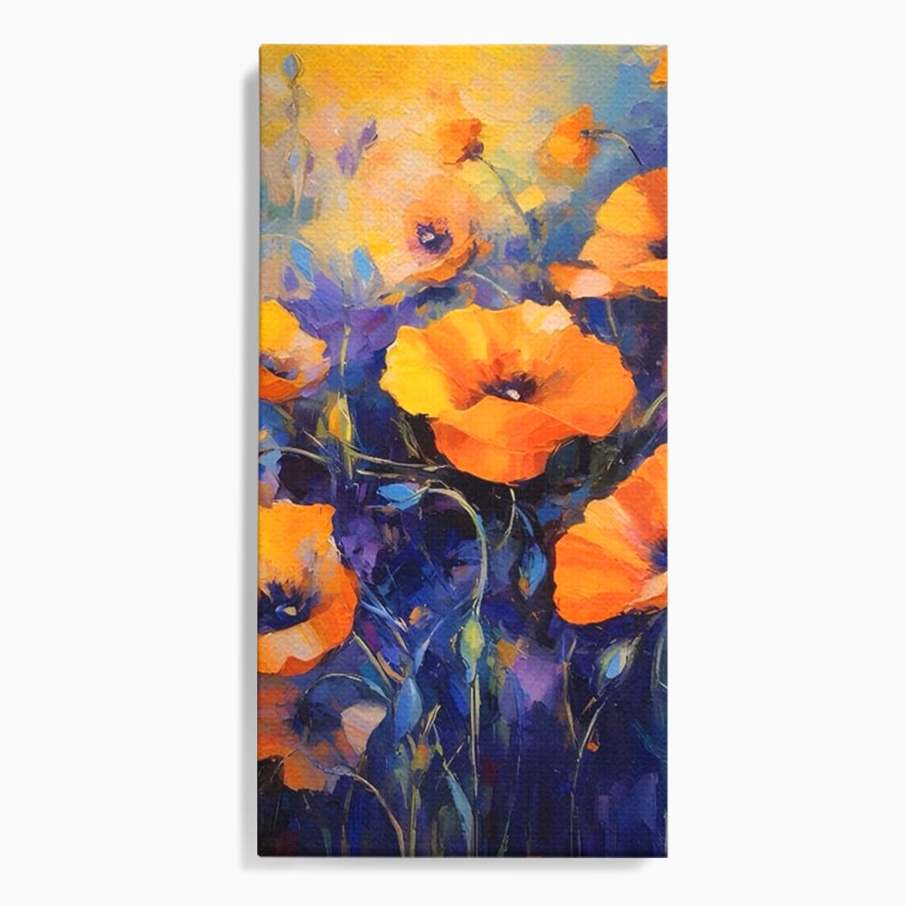 Tablou Canvas Premium LuxCanva® A1506, Inflorire Portocalie , Maci, Flori, Primavara, Room, Culori Vibrante