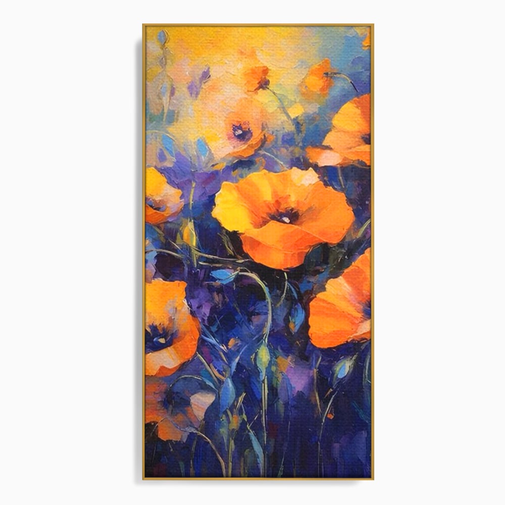 Tablou Canvas Premium LuxCanva® A1506, Inflorire Portocalie , Maci, Flori, Primavara, Room, Culori Vibrante