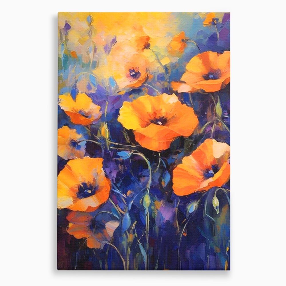 Tablou Canvas Premium LuxCanva® A1506, Inflorire Portocalie , Maci, Flori, Primavara, Room, Culori Vibrante