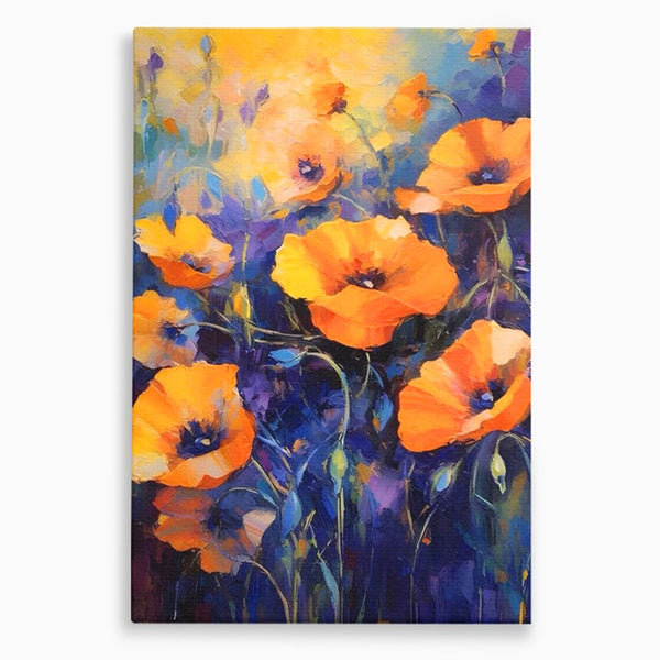 Tablou Canvas Premium LuxCanva® A1506, Inflorire Portocalie , Maci, Flori, Primavara, Room, Culori Vibrante
