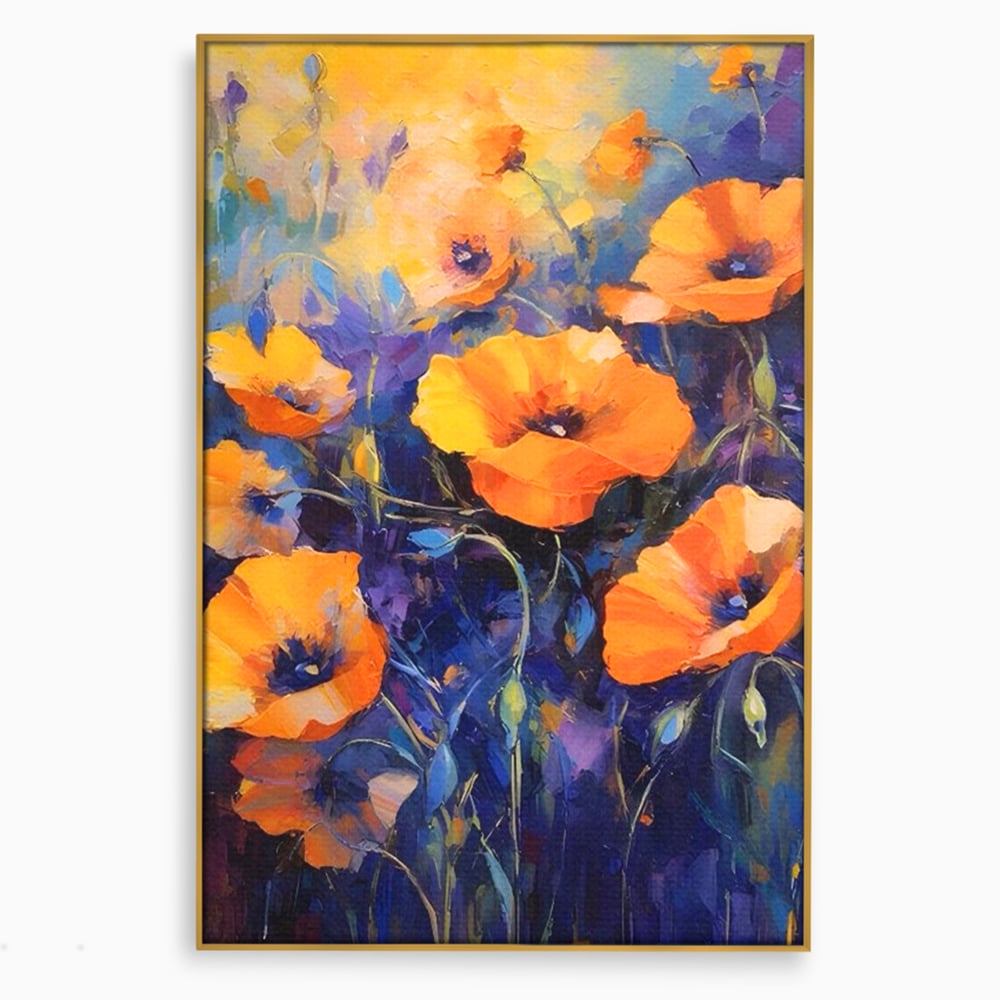 Tablou Canvas Premium LuxCanva® A1506, Inflorire Portocalie , Maci, Flori, Primavara, Room, Culori Vibrante