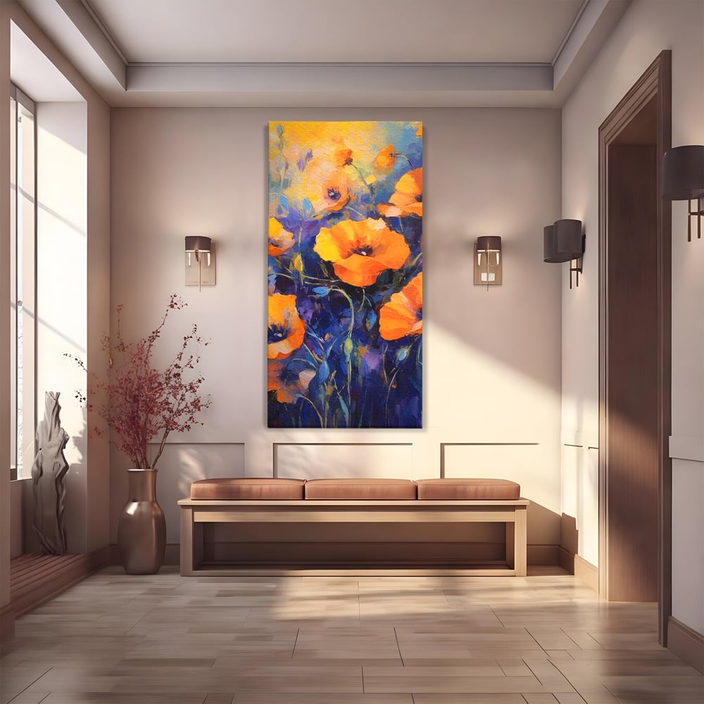 Tablou Canvas Premium LuxCanva® A1506, Inflorire Portocalie , Maci, Flori, Primavara, Room, Culori Vibrante
