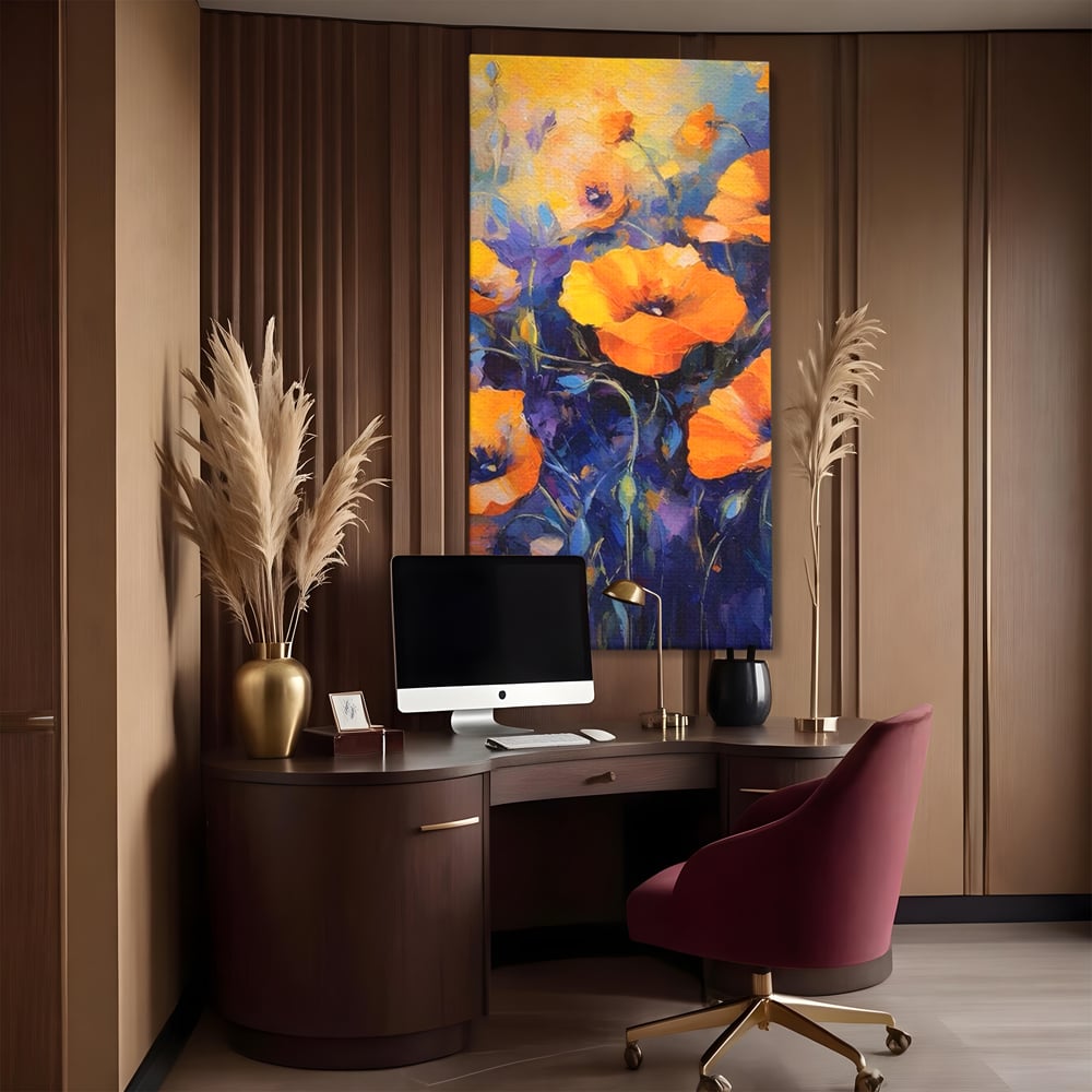 Tablou Canvas Premium LuxCanva® A1506, Inflorire Portocalie , Maci, Flori, Primavara, Room, Culori Vibrante