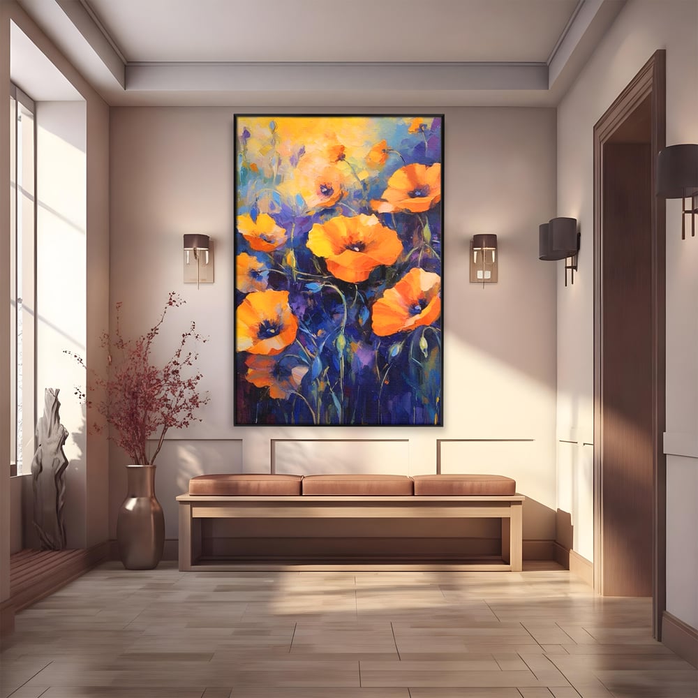 Tablou Canvas Premium LuxCanva® A1506, Inflorire Portocalie , Maci, Flori, Primavara, Room, Culori Vibrante