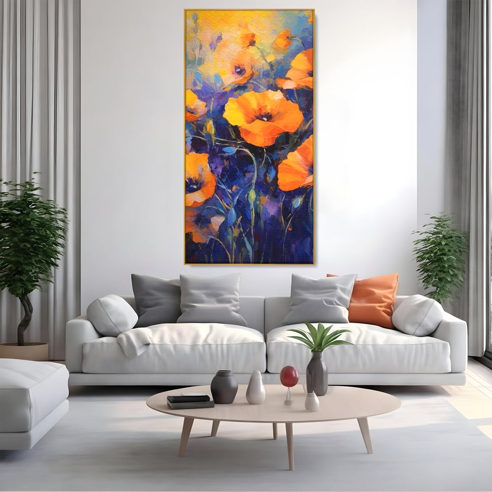 Tablou Canvas Premium LuxCanva® A1506, Inflorire Portocalie , Maci, Flori, Primavara, Room, Culori Vibrante