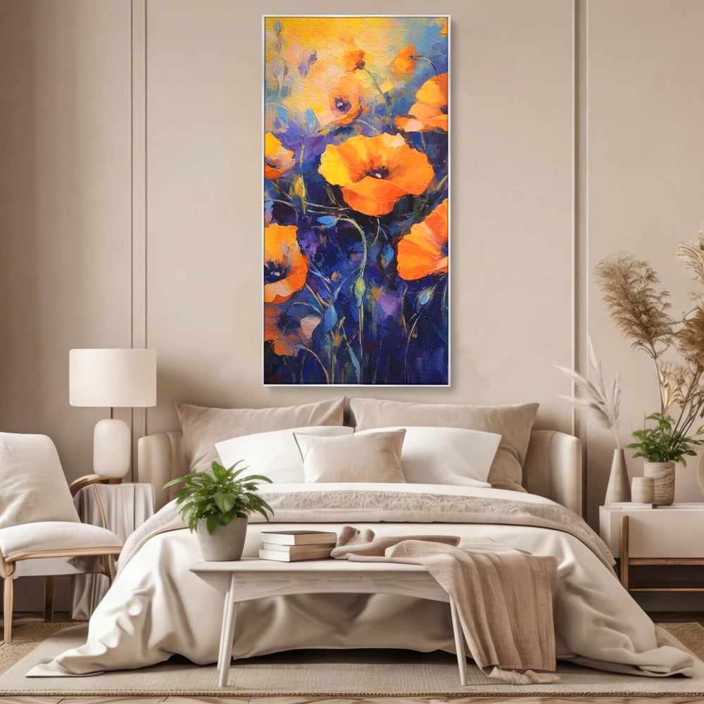 Tablou Canvas Premium LuxCanva® A1506, Inflorire Portocalie , Maci, Flori, Primavara, Room, Culori Vibrante