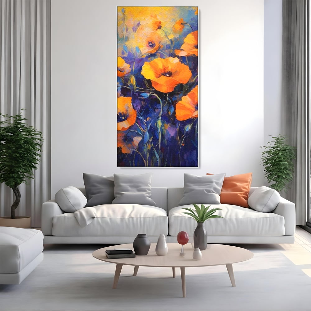 Tablou Canvas Premium LuxCanva® A1506, Inflorire Portocalie , Maci, Flori, Primavara, Room, Culori Vibrante