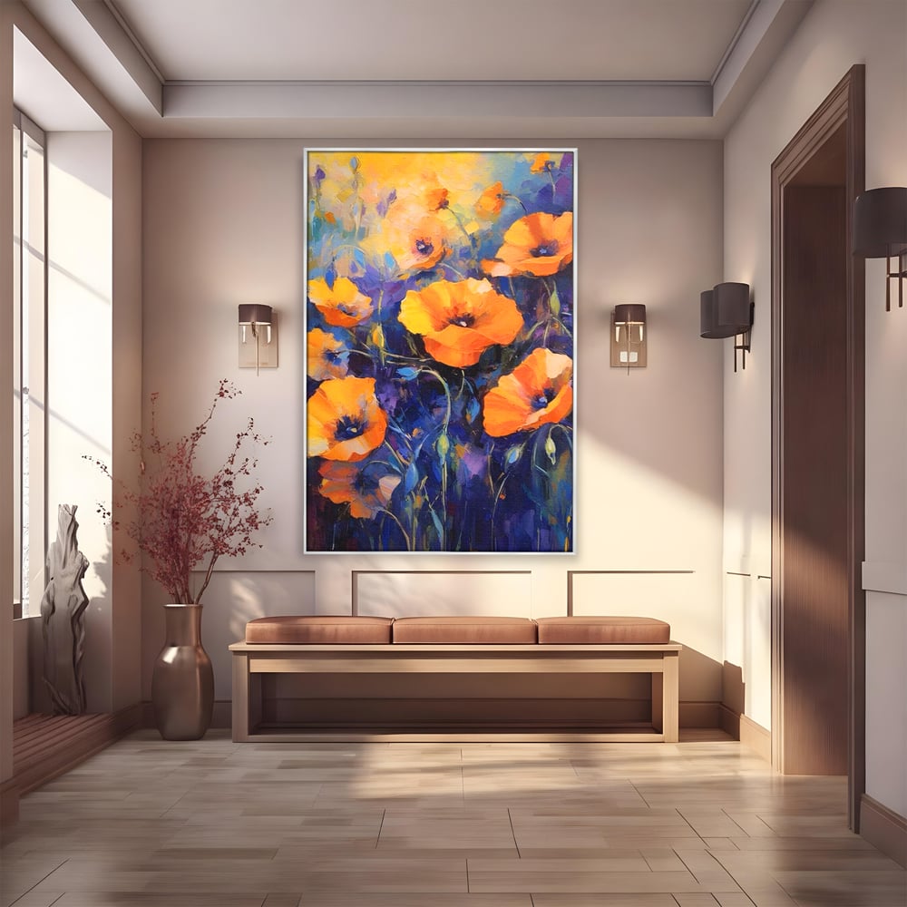 Tablou Canvas Premium LuxCanva® A1506, Inflorire Portocalie , Maci, Flori, Primavara, Room, Culori Vibrante