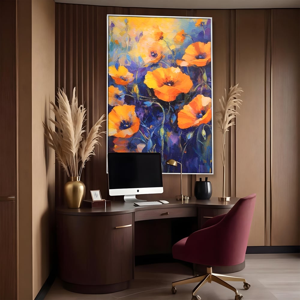 Tablou Canvas Premium LuxCanva® A1506, Inflorire Portocalie , Maci, Flori, Primavara, Room, Culori Vibrante
